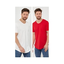 Cool Tarz Kırık Beyaz-kırmızı Erkek Regular/normal Kesim Pis Yaka Kısa Kollu T-shirt Kırık Beyaz-kırmızı Kırık Beyaz-kırmızı