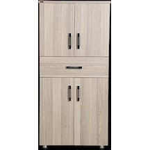 Çok Amaçlı Dolap 130 cm Hard Parlak CORDOBA Suntalem 4Raf 1Çekmece Kutuda sevk El Yapım Açık Kahverengi