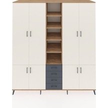 Kronos Dolap 17 Raflı 4 Çekmeceli 8 Kapaklı 220x59x243 Çam-aytaşı/antrasit Aytası/antrasıt