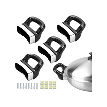 Wezone 4 Adet Siyah Metal Tencere Kolları - Basınç Tenceri Ve Sos Tenceri İçin Yerine Koyma Kolları, 1 Veya 2 Delikli Tiplere Uyumlu Siyah