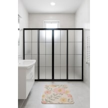 Siyah Profil Karolaj Desen Mika Duşakabin Düz 2 Sabit 2 Çalışır Siyah