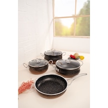 Çarşıdayız 9 Parça Siyah Granit Tencere Seti -siyah