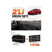 E-biz Seat Leon 2013-2020 Uyumlu Torpido Örtüsü + Tay Tüyü Bagaj Çantası Seti - Siyah-gri - Se006