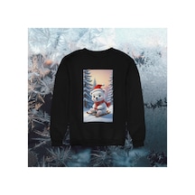Stil X Yeni Yıl Baskılı Kız Çocuk Sweatshırt, Chrıstmas Temalı Siyah-7