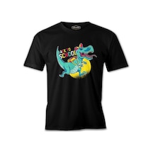 Dinosaur Running Back To School Siyah Erkek Tshirt 001