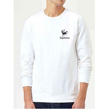 Yay Burcu Baskılı Beyaz Erkek Örme Sweatshirt (530963328)
