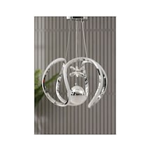 Wesnay Model Krom Gümüş 3 Renk Salon Mutfak Oturma Yatak Odası Modern Led Sarkıt Avize Gri