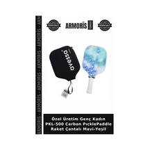 Özel Üretim Genç Kadın Pkl-500 Carbon Pıcklepaddle Raket Çantalı Mavi-yeşil Mavi - Yeşil