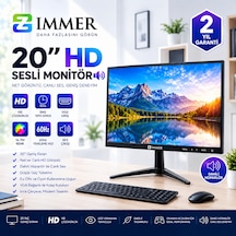 Zimmer 20 Hd Ready Led Bilgisayar Monitörü 60hz Yenileme, 5ms Tepki Süresi, Vga Girişli