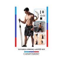 Candyshine 10 Parça Kondisyon Kardiyo Fitness Egzersiz Direnç Lastiği Çok Renkli
