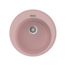 Polex Cristalüx Granit Evye P-06 Pembe Tezgah Altı Ve Tezgah Üstü Oval Mutfak Evyesi 51.5x51.5 CM