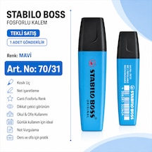 Boss Fosforlu Kalem 1 Adet Metin İşaretleme Kalemi Mavi