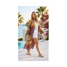 Lila Mare Pamuk Kimono Renkli Renkli