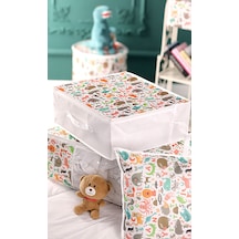 53 X 44 X 21 Cm Baza Altı & Dolap İçi Organizer, Yorgan Düzenleyici Çocuk Hurç Sevimli Desenli Çok Renkli
