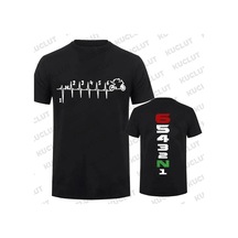Kucluterkek Motosiklet Baskılı T-shirt 1n23456 - Yaz Moda Günlük Tişörtkahverengi Kahverengi