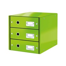 Leitz 6048 Wow Metalik Koyu Yeşil Üç Çekmeceli Evrak Rafı
