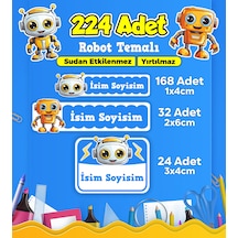 Robot Temalı Okul Kreş Kişiye Özel İsim Etiket Seti - Model 431 Çok Renkli