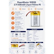 Powermaster 102030 3.7v 600mah Lityum Polimer Pil