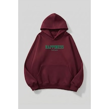 Uyguntarz Unisex Yumuşak Dokulu For You, My Muse Baskılı Tasarım Oversize 3 İplik Hoodie Sweatshirt Bordo