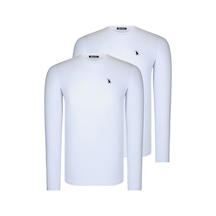 İkili Set T8588 Dewberry Yuvarlak Yaka Erkek Sweatshırt-beyaz-beyaz Beyaz-beyaz