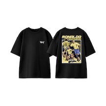 Thewert Ronaldo Fenomeno Tasarım Sırt Baskılı Pamuk Siyah Oversize T-shirt