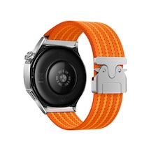 Gear S3 Uyumlu Krd-133 22mm Naylon Kumaş Hasır Örgülü Kordon - Turuncu