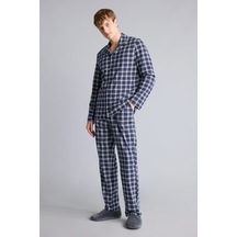 Defacto Regular Fit Ekose Desenli Uzun Kollu 2li Pijama Takımı H7538ax26aunv135 Lacivert-nv135