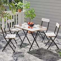 4 Kişilik Bistro Takım Bahçe Masa Sandalye Beyaz 1428 Beyaz