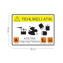 Metal Tehlikeli Atık Atık Yağ 30x40 Cm A3 Uyarı İş Güvenliği Levhası