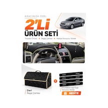 Geely Emgrand Ec7 2009-2014 Uyumlu Torpido Örtüsü + Deri Bagaj Çantası + Sticker Seti - Siyah Bej
