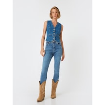 Koton Yüksek Bel Kot Pantolon Skinny Push Up Fit - Skinny Jean Orta İndigo 5wal40059md İndigo