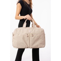 Seyehat Spor Çantası Kabin Boy Valiz 45 35 Cm Omuz Ve Çapraz Askılı Hafif Klinkır Çanta Su İtici Krem