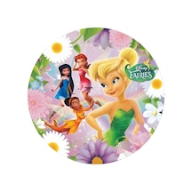 Yenilebilir Yuvarlak Pasta Resim Baskısı 20 Cm Şekerli Kağıt Tinkerbell Temalı 10