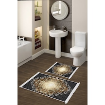 Eko Trend Djt 2 Li Yıkanabilir Kaymaz Taban Banyo Paspas Klozet Takımı 759 Patchwork Siyah 60 X 100 - 50 X 60