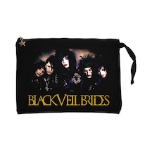 Black Veil Brides Grup Siyah Clutch Astarlı Cüzdan / El Çantası Siyah