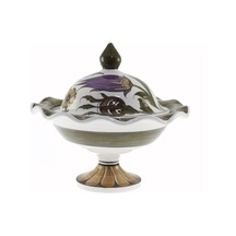 Otantik Çini Mor Lale Dekorlu Şekerlik 21x30 CM