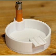 Clipper Çakmak Bölmeli Modern Küllük - 3d Yazıcı Üretimi Fonksiyonel Masaüstü Organizer - Minimalist Beyaz Küllük