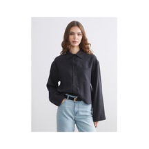 LC Waikiki Alıta Cıty Farkıyla Lcw Modest Antrasit Oversize Modal Karışımlı Kadın Gömlek Antrasit - 931522847 Antrasit