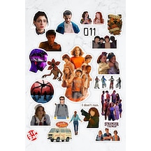 Stranger Things Dizi Telefon Laptop Bullet Journal Yapışkanlı Folyo Sticker Paketi 20 Adet Çok Renkli