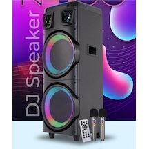 Büyük Boy Kablosuz Hoparlör 200w Çift Kablosuz Mikrofonlu Karaoke Bluetooth Speaker Şarjlı Partybox