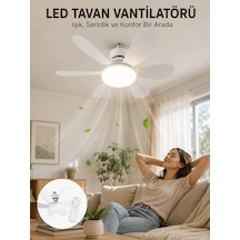 Uzaktan Kumandalı Led Tavan Vantilatörü Yüksek Aydınlatma Güçlü Esinti Süper Sessiz Çalışma Özellikl