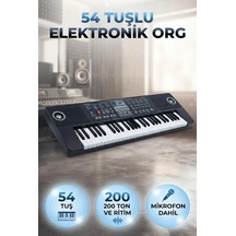54 Tuşlu 200 Farklı Ton Ve Ritim Seçenekli 50 Demo Şarkılı Mikrofonlu Eğitici Elektronik Org