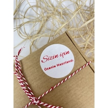 Sizin Için Özenle Hazırlandı 50 Mm Beyaz Yuvarlak Sticker Etiket 100 Adet