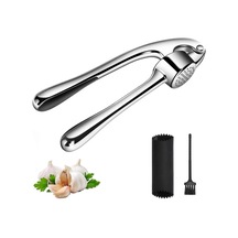 Sarımsak Presi, Ekstra Güçlü Ve Dayanıklı Sarımsak Doğrayıcı, Zencefil Ezici, Sarımsak Kesici, Soyucu Ve Temizleme Fırçası İle Sarımsak Presi, Mutfak Gereçleri Ea Siyah