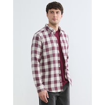 Lcwaıkıkı Classic Bordo Regular Fit Ekose Erkek Gömlek