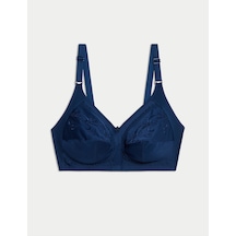 Marks & Spencer İşleme Detaylı Pamuklu Toparlayıcı Sütyen T33008020A Mavi
