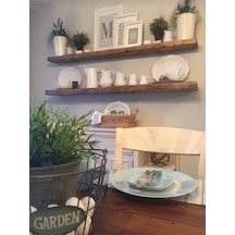 Dekoratif Doğal Ahşap 2 Li 165 X 15 X 4 Cm Gizli Aparatlı Raf Ahşap