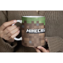 Minecraft Creeper Duvar Desenli Kupa Bardak - Üç Boyutlu Görünümlü Kabartmasız Tasarım Beyaz