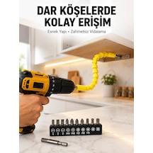 Northcity 12'li Akrobat Vidalama Seti - Esnek Uçlu 1/4 İnç Çok Yönlü Bitler