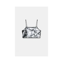 Gael Studio 79 Şeffaf Pul Payetli Crop Top Siyah Siyah